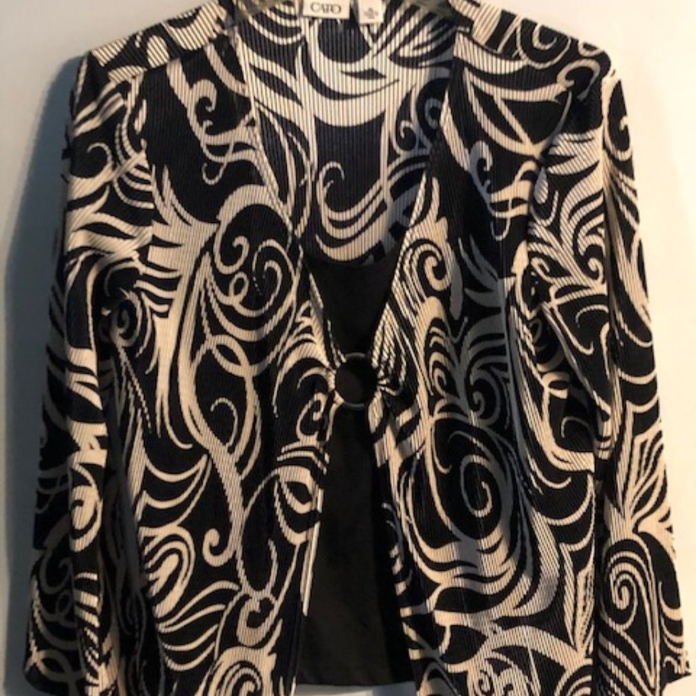 Cato Black and White Long Sleeved Top With Shell